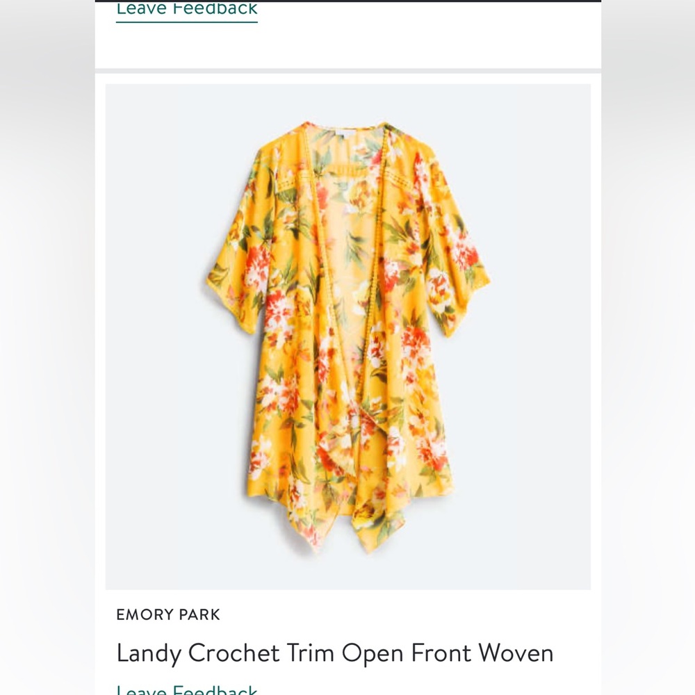 EMORY PARK
Crochet Trim Open Front Woven Kimono Cardigan